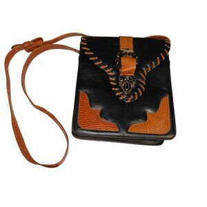 Vivian Sender Vintage black brown WESTERN COWGIRL RODEO flap cross body bag